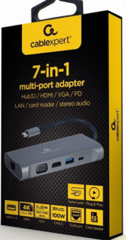 Gembird USB Type-C Multi-Port Докстанция + картридер (A-CM-COMBO7-01)