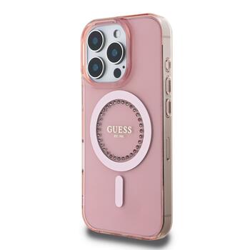 Guess IML Rhinestones Ring MagSafe Case Чехол для Apple iPhone 16 Pro (GUHMP16LPFTDTEP)