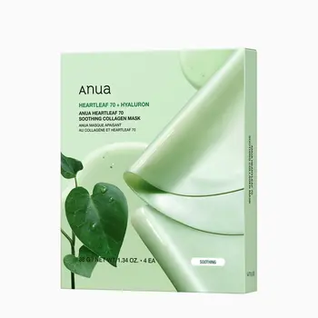 Anua Heartleaf 70 + Hyaluron Успокаивающая коллагеновая маска 4 x 38 g (8809640739040)