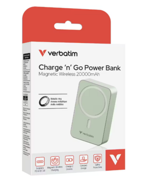 Verbatim Charge n Go Magnetic Wireless Charge Повербанк 20000mAh / Green (32224V)