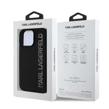 Karl Lagerfeld 3D Rubber Glitter Logo Case Защитный чехол для iPhone 15 Pro Max / чёрный (KLHCP15XRBKGVCK)