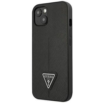 Guess GUHCP14MPSATLK Hardcase Saffiano Triangle Logo Aizsargapvalks priekš iPhone 14 Plus/15 Plus 6.7