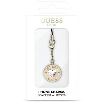 Guess GUCPMHGLD Telefona siksniņa Heart Diamond Charm with Rhinestones (GUCPMHGLD)