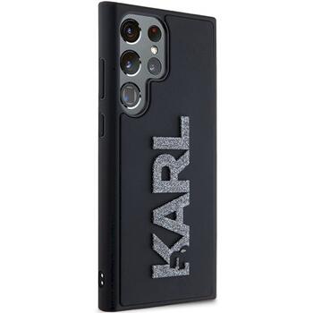 Karl Lagerfeld KLHCS23L3DMBKCK 3D Rubber Glitter Logo Aizsargapvalks priekš Samsung Galaxy S23 Ultra S918 / melns (KLHCS23L3DMBKCK)