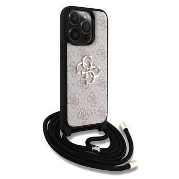 Guess PU 4G Metal Logo Crossbody Strap Case Защитный чехол для iPhone 15 Pro Max / розовый (GUHCP15XP4GMGCRP)