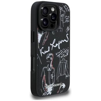 Karl Lagerfeld Grained Pattern & Logo MagSafe Case Защитный чехол для iPhone 16 Pro / чёрный (KLHMP16LPGGRMPK)