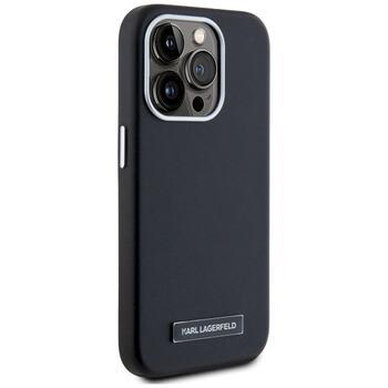 Karl Lagerfeld FW Metal Plate MagSafe Aizsargapvalks priekš iPhone 15 Pro Max / melns (KLHMP15XPGMSRPK)