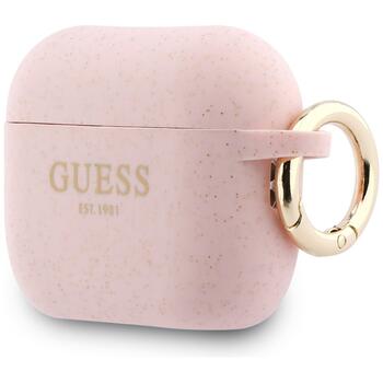 Guess Silicone Glitter Ring Case Защитный чехол для AirPods Pro 3 / розовый (GUAP3SGGEP)