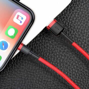 Baseus Cafule USB Lightning Кабель для зарядки 2.4A 1m / чёрный/красный (CALKLF-B09)