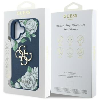 Case Guess Grained Roses Big 4G logo Aizsargapvalks priekš iPhone 16 / zils (GUHCP16SPGROP4MB)