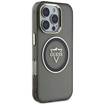 Guess IML Metal Mountain Logo MagSafe Case Защитный чехол для iPhone 16 Pro / чёрный (GUHMP16LHFGTMSLSK)
