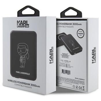 Karl Lagerfeld Powerbank indukcyjnyKLPBMKIOTTGK Беспроводное зарядное устройство 5W 3000mAh Ikonik MagSafe / чёрный (KLPBMKIOTTGK)