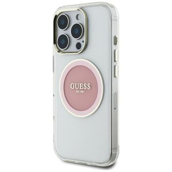 Guess IML Metal Colored Circle Classic Logo MagSafe Case Aizsargapvalks priekš iPhone 16 Pro Max / rozā (GUHMP16XHTDRCEDP)