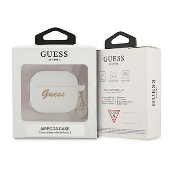 Guess GUA3LSCHSH AirPods 3 cover Silicone Charm Heart Collection Защитный чехол для AirPods 3 / белый (GUA3LSCHSH)