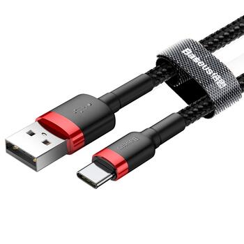 Baseus Cafule Series Data Cable Кабель для передачи данных USB-A - USB-C 2A 3m / красный/чёрный (CATKLF-U91)