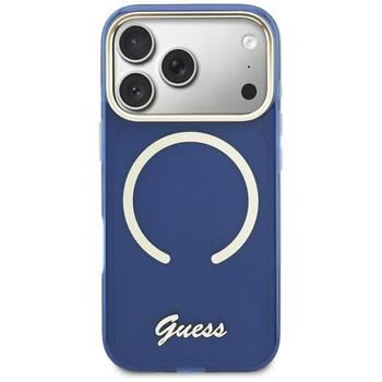 Case Guess IML Script Metal MagSafe Защитный чехол для iPhone 17 Pro / синий (GUHMP17L5HTCSMSB)