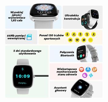 GRAVITY GT18-6 Smartwatch Часы для мужчин с силиконовым ремешком + ремешок navy / чёрный (GT18-6)