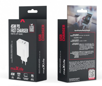 Maxlife MXTC-07-45AC Зарядное Устройство 45W (MXTC-07-45AC-WH)