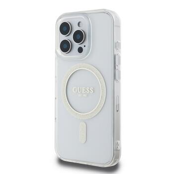 Guess IML Glitter Ring MagSafe Case Защитный чехол для iPhone 16 Pro Max / прозрачный (GUHMP16XHFGERET)