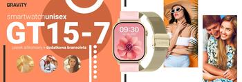 Smartwatch Gravity GT15-7 Силиконовый ремешок + золотой браслет / розовый (GT15-7)