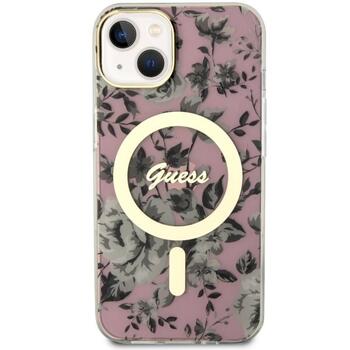 Guess GUHMP14SHCFWSP Hardcase Flower MagSafe Aizsargapvalks priekš iPhone 14/15/13 6.1