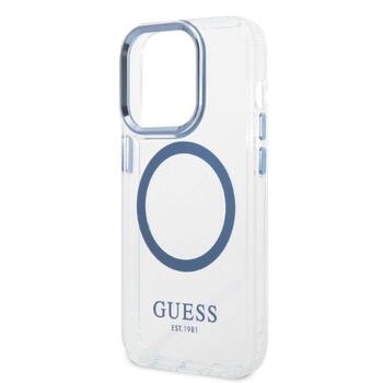 Guess GUHMP14LHTRMB Metal Outline Magsafe Hard Case Aizsargapvalks priekš iPhone 14 Pro 6,1