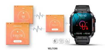 Smartwatch VELTORI VT200-1 Viedpulkstenis ar silikona siksniņu / melns (VT200-1)