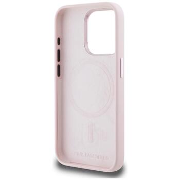 Case Karl Lagerfeld Silicone Shadow Metal Initial MagSafe Aizsargapvalks priekš iPhone 15 Pro / rozā (KLHMP15LSCMKMPCP)
