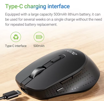 Acer M155 Беспроводная оптическая мышь 1600DPI / USB-C / Bluetooth (M155 BK)