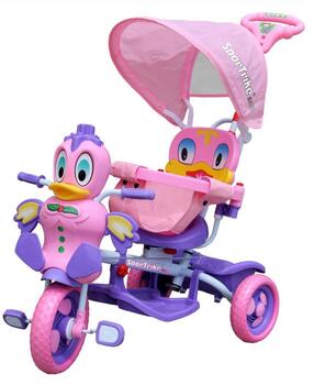 RoGer Duck Детский Трёхколёсный Велосипед С Ручкой Розовый (5903864979626)
