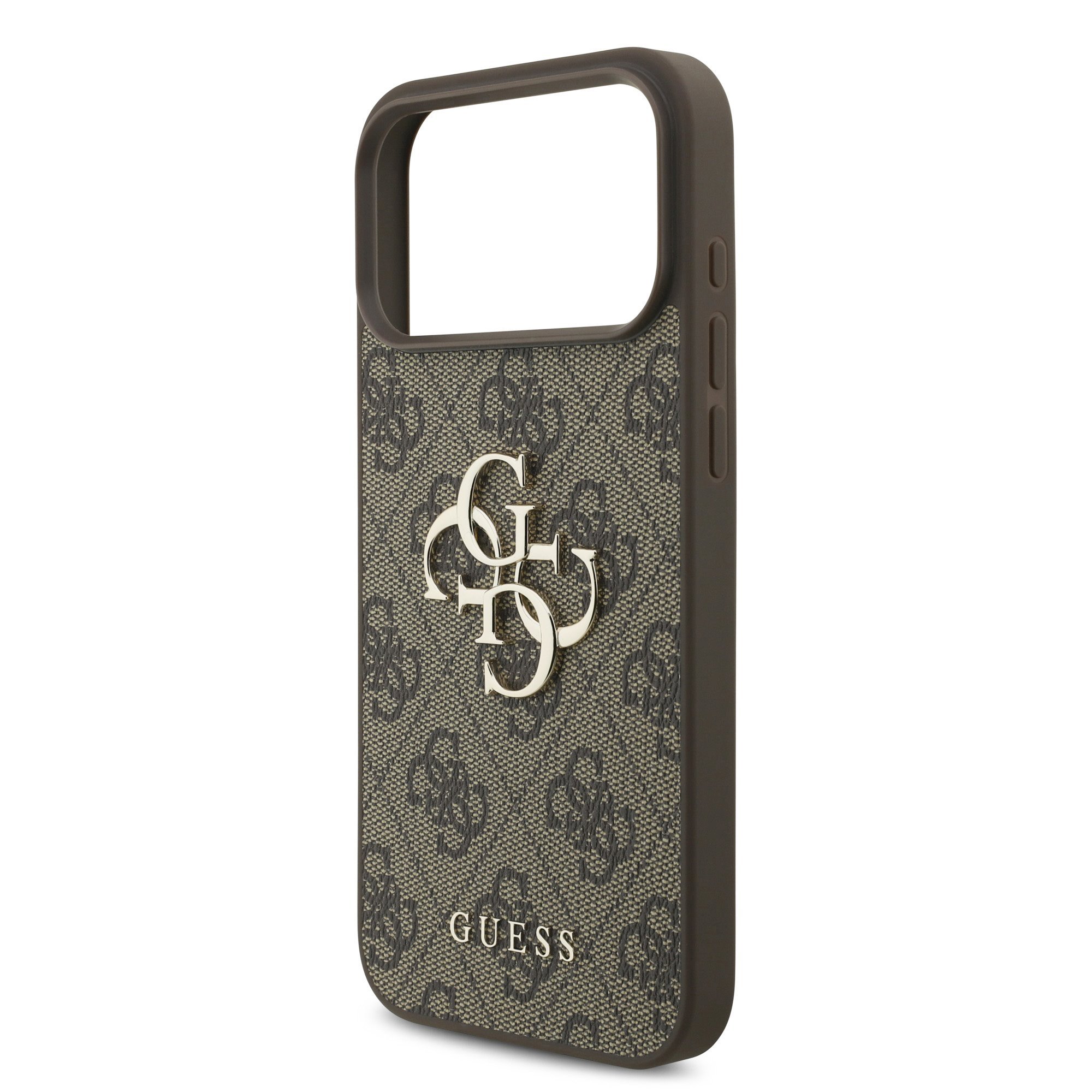Guess PU 4G Metal Logo Case Aizsargapvalks priekš iPhone 18 Pro Max / brūns (GUHCP18X4GMGBR)