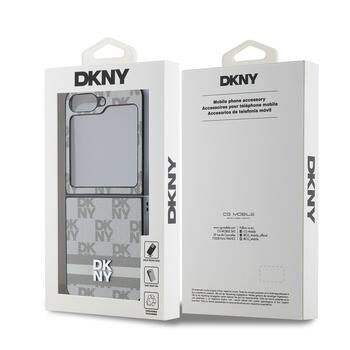 DKNY PU Leather Checkered Pattern and Stripe Case Aizsargapvalks priekš Samsung Galaxy Z Flip 6/7 FE / bēšs (DKHCZF6PCPTSSE)