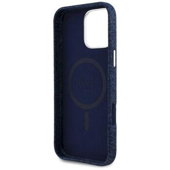 Case Guess Denim Triangle Logo MagSafe Защитный чехол для iPhone 16 Pro Max / синий (GUHMP16XRJFWTLB)