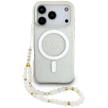Guess IML Glitter Pearl Strap MagSafe Case Чехол для Apple iPhone 17 Pro (GUHMP17LHGCRELST)