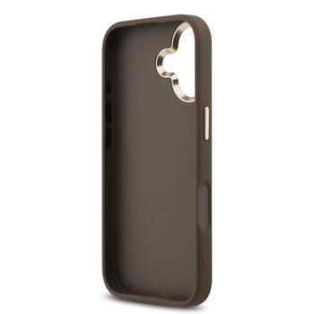 Guess PU Leather 4G Metal Logo Gold Frame Case Защитный чехол для iPhone 17 / коричневый (GUHCP17S4GMGCBR)