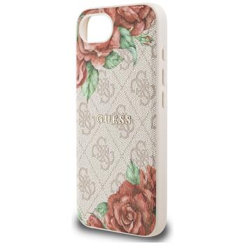 Guess 4G Flowers Print MagSafe Aizsargapvalks priekš iPhone 16e / 17e / rozā (GUHMPSE4P4ROPEMCP)