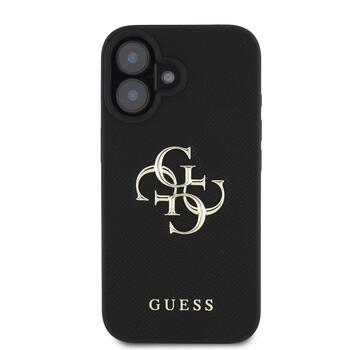 Guess PU Grained 4G Metal Logo Case Чехол для Apple iPhone 16 (GUHCP16SPGT4MBK)