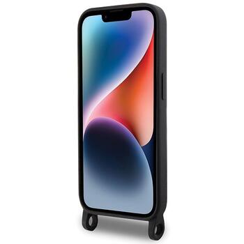 Karl Lagerfeld Crossbody Silicone Ikonik Back Case Aizsargapvalks Priekš Apple iPhone 15 Pro Max (KLHCP15XSCBSKNK)