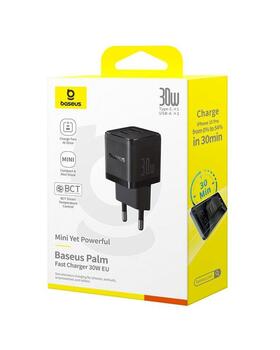 Baseus Palm Fast Charger Зарядное устройство USB-A + USB-C 30W / чёрный (P1011160A113-00)