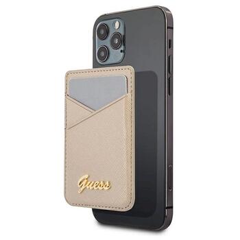Guess Wallet Card Slot GUWMSSASLGOMagSafe Saffiano Telefona maciņš / zelta (GUWMSSASLGO)