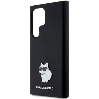 Karl Lagerfeld KLHCS24LSMHCNPK Hardcase Silicone Choupette Metal Pin Aizsargapvalks priekš S24 Ultra S928 / melns (KLHCS24LSMHCNPK)
