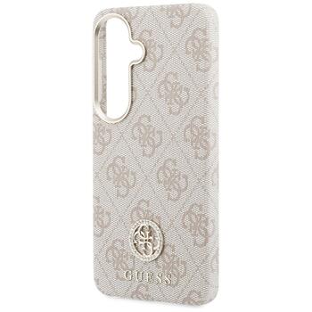 Case Guess 4G Rhinestone Round Logo MagSafe Защитный чехол для Samsung Galaxy S26 / розовый (GUHMS26SP4GRMDEP)