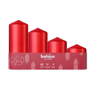 Bolsius Adventes Ziemassvētku Sveces 4gab 60x48mm Red (37006841)