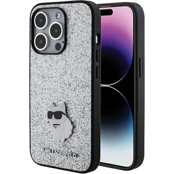Karl Lagerfeld Fixed Glitter Choupette Logo Metal Pin Защитный Чехол для Apple iPhone 15 Pro Max (KLHCP15XGCNPSG)