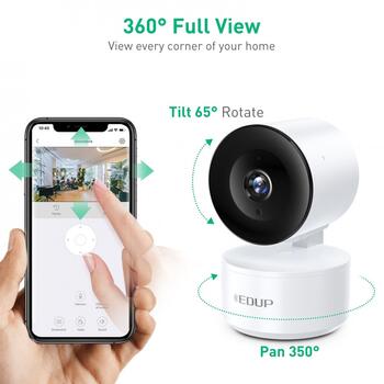 EDUP EH-2048P17 V2 Smart IPCam Умная камера для дома Wi-Fi / PTZ 350° / 2K H.264 / microSD / Audio / IR WDR / USB-C (EH-2048P17V2)