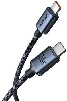Baseus Crystal Shine Series Data Cable Datu kabelis USB-C uz USB-C 100W 1.2m / melns (CAJY000601)