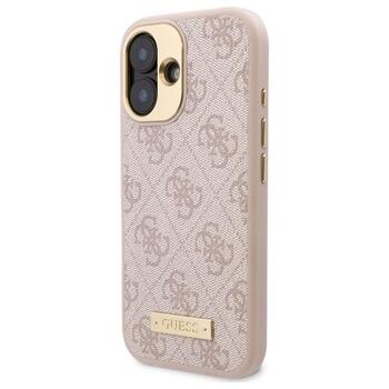 Guess GUHMP16SU4GPRP Hardcase 4G Logo Plate MagSafe Aizsargapvalks priekš iPhone 16 6.1