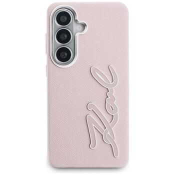 Karl Lagerfeld Grained Signature Metal Resin Logo Защитный чехол для Samsung Galaxy S26 / розовый (KLHCS26SPGFKSRSP)