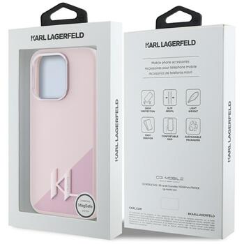 Case Karl Lagerfeld Silicone Shadow Metal Initial MagSafe Aizsargapvalks priekš iPhone 15 Pro / rozā (KLHMP15LSCMKMPCP)