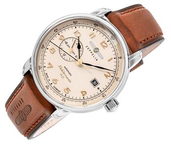 Zeppelin Méditerranée 9668-5 Automatic Vīriešu Pulkstenis 40mm Beige Dial Brown Leather Strap (9668-5)